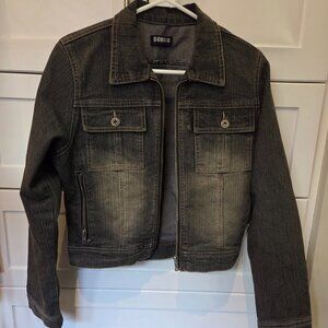 Vintage Bongo size 5 Grey Faded Denim Jacket w/ Zippers